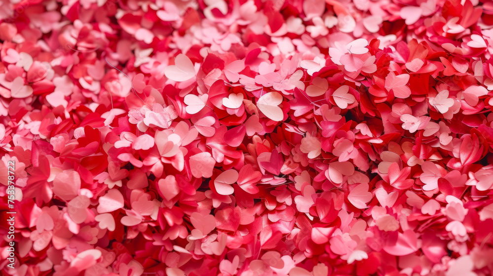 A symphony of red and pink confetti bursting with love and celebration. A symphony of red and pink confetti bursting with love and celebration.