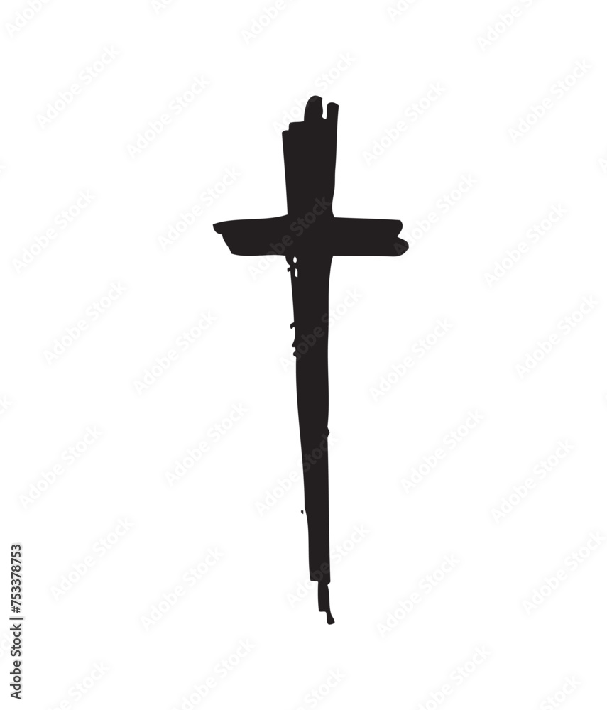 Hand drawn cross. Vector cross. The cross is made with a brush Hand drawn cross. Vector cross. The cross is made with a brush