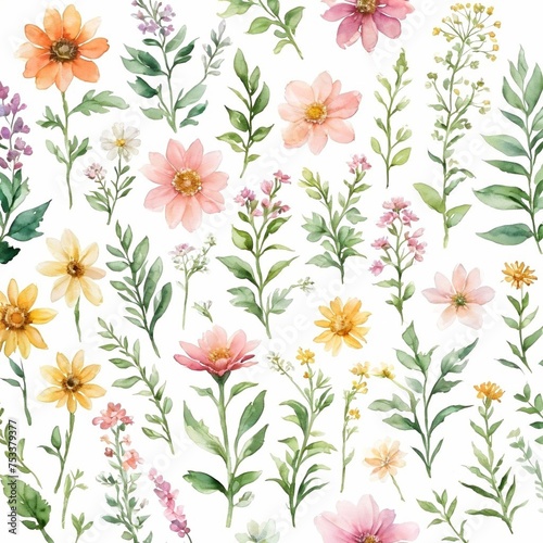 Botanical Bliss, Watercolor, Wildflowers, Clip Art, brings the allure of wildflowers to your designs, providing versatile options for use in invitations, greeting cards, digital artwork