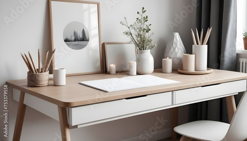 Clean Aesthetic  Scandinavian style table with decorations  © Gia
