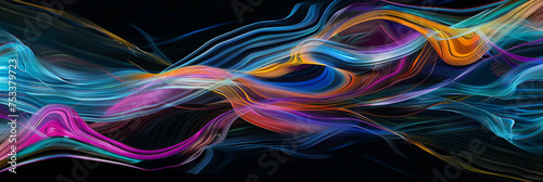 dynamic digital art piece featuring swirling lines of vibrant colors, generative AI