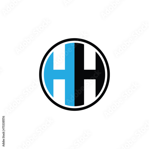 Letter HH nside circle Design Logo Vector