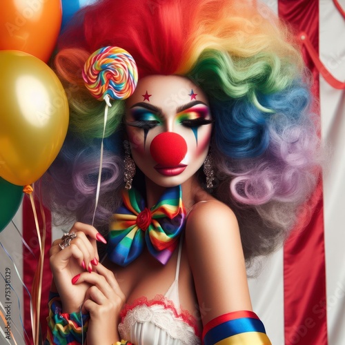 a woman dressed as a clown