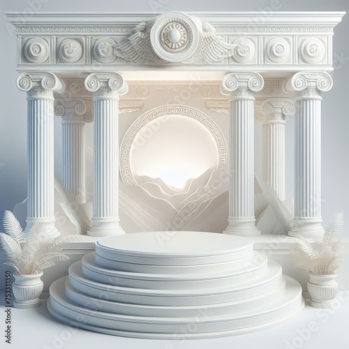 a Majestic podium 3D stage model complete with towering pillars and elegant