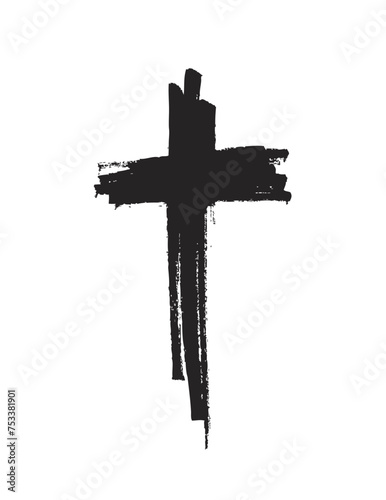 Hand drawn cross. Vector cross. The cross is made with a brush