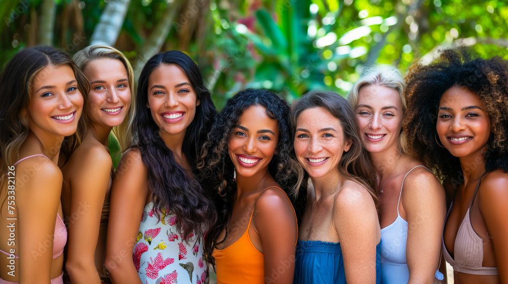 Portrait of diverse group of beautiful women with natural beauty and glowing smooth skin Portrait of diverse group of beautiful women with natural beauty and glowing smooth skin