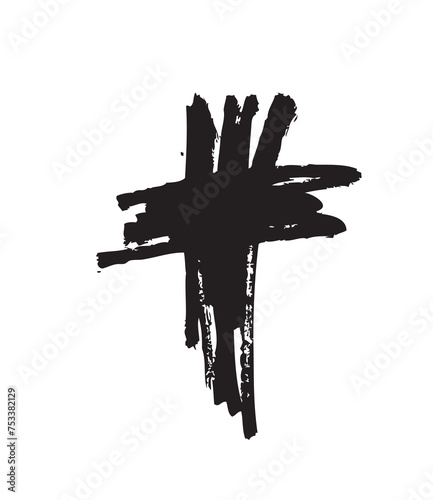 Hand drawn cross. Vector cross. The cross is made with a brush