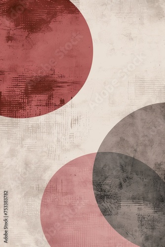 Textured Background with Red, Gray and White Circles