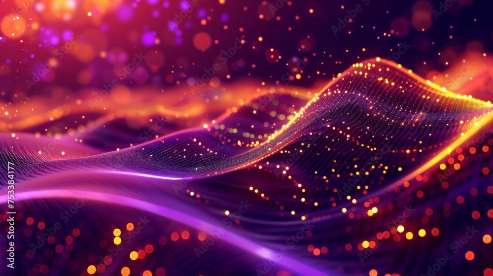 Abstract purple and orange background with glowing dots Abstract purple and orange background with glowing dots