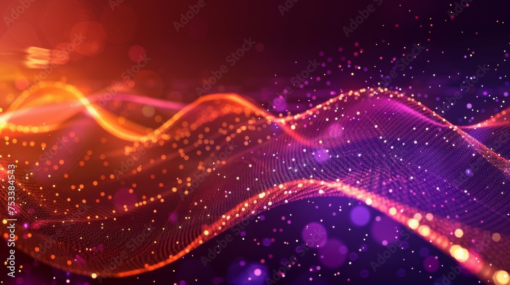 Abstract purple and orange background with glowing dots