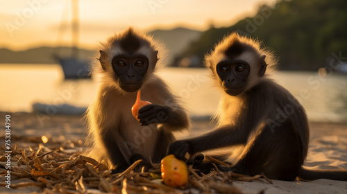 a long tailed macaque sitting photo