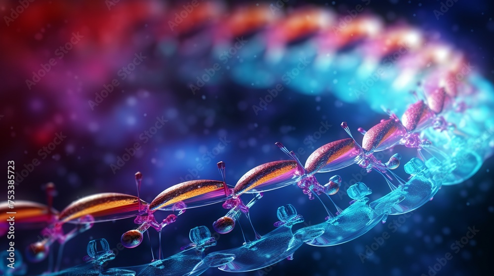 Digital 3D illustration showcases the structure of a liposome with a DNA plasmid. Digital 3D illustration showcases the structure of a liposome with a DNA plasmid.