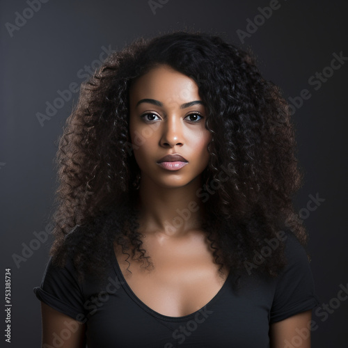 Portrait of a Young Woman with Curly Hair
