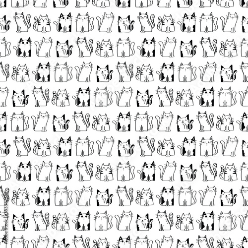 Hand Drawn Seamless Pattern Cat