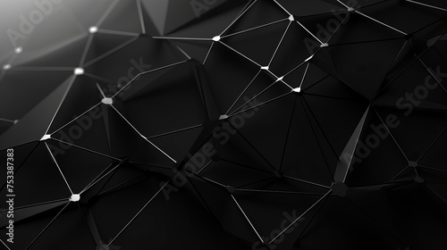 Geometric polygonal structures mesh in black color are presented against a light background, representing technological objects.