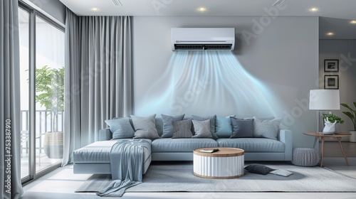 Modern living room with ac splitter