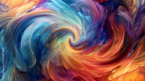 Dynamic abstract swirls of vivid colors creating a visual artistic background. © Bnz