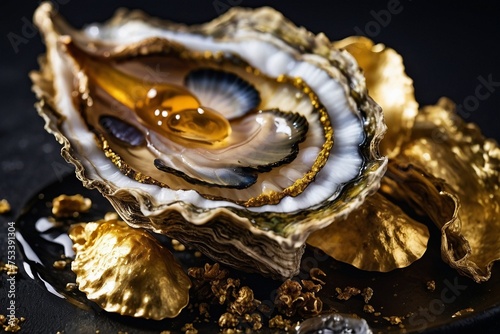 Gold Oyster Cocktail:
Oysters served in a cocktail with edible gold leaf, merging seafood and luxury.

