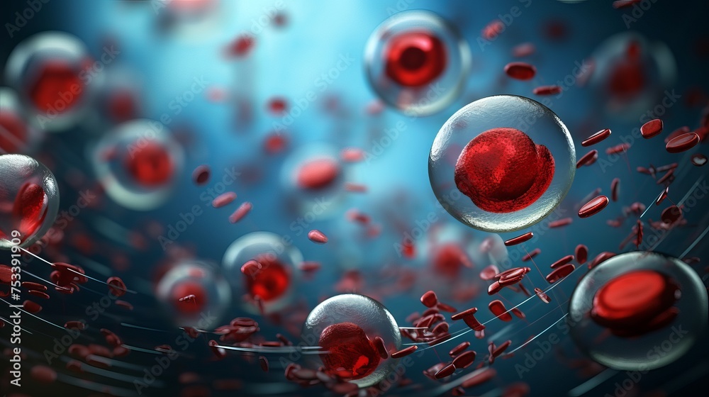 Nanorobots interacting with blood cells are illustrated, representing ...
