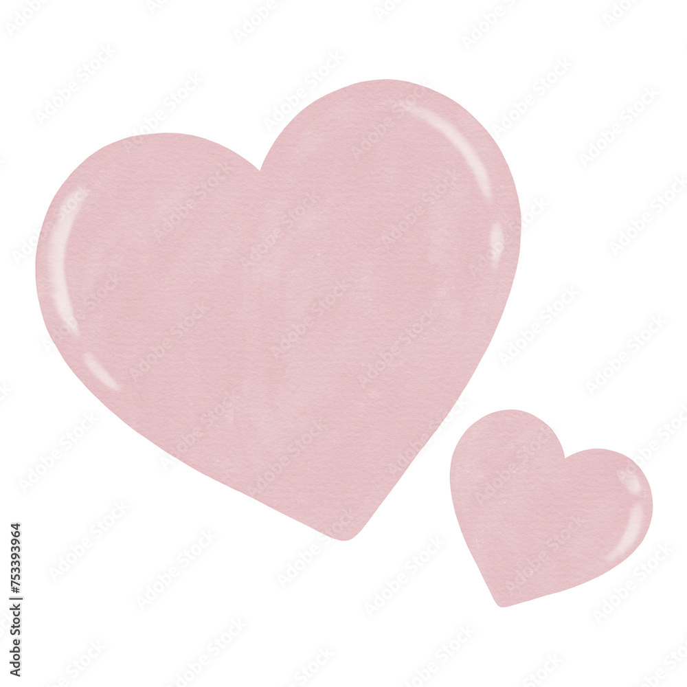 Watercolor Cute adorable joyful love pink hearts