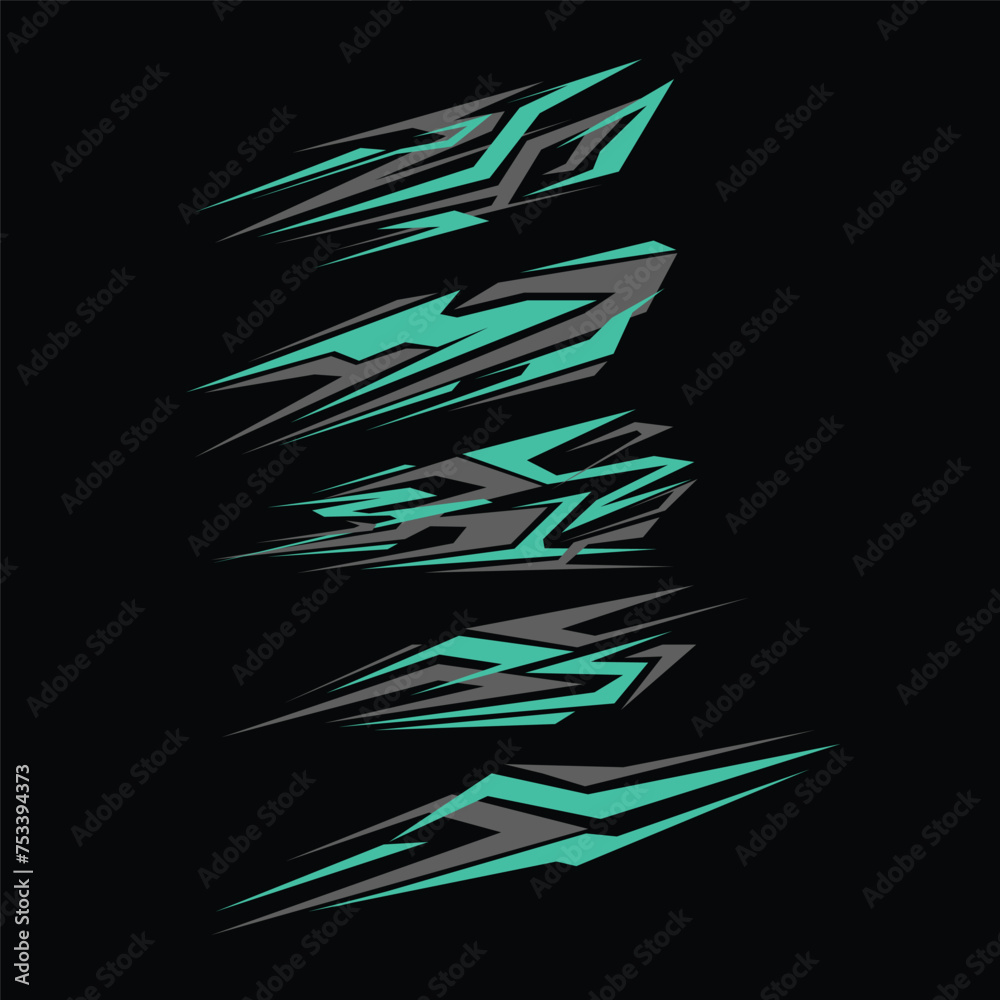 vector design set collection of car side body wrap stickers. - obrazy, fototapety, plakaty 