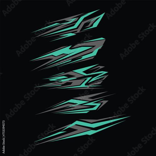 vector design set collection of car side body wrap stickers.