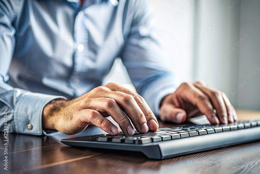 Close-up of Man's Hands Typing on Keyboard Close-up of Man's Hands Typing on Keyboard