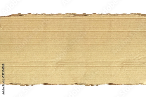 Top view with piece of brown paper isolated on white background.
