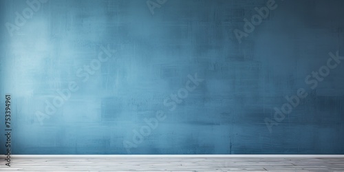 Blue-toned wall in an empty living space. photo