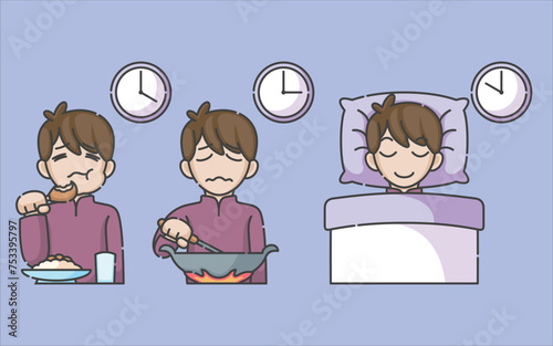 Ramadan activity boy vector arts. Islamic activities in daily. Cartoon character for kids