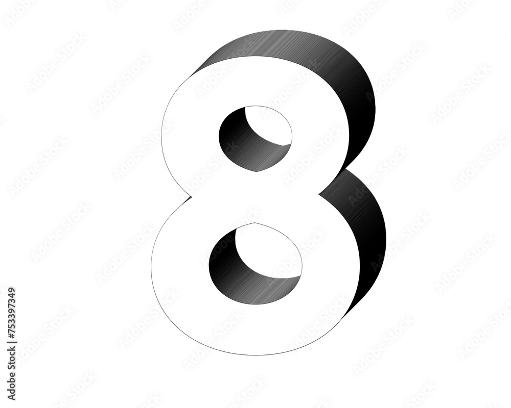 3d number 8 eight with clipping path png transparent 
