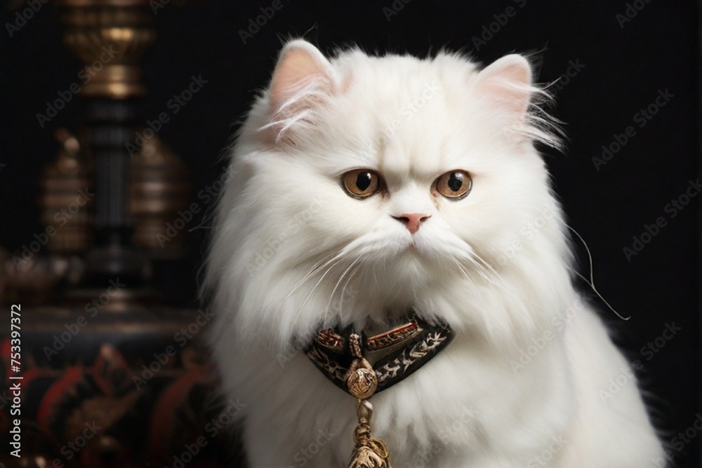 Fototapeta premium white persian cat on a black background