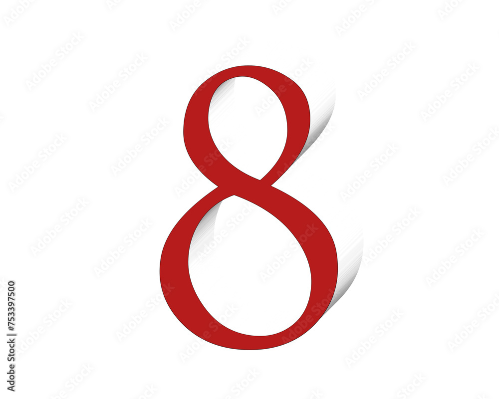 Red number 8 eight 3D on transparent background Red number 8 eight 3D on transparent background