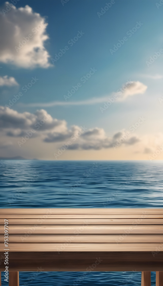 Calm ocean view with clear skies from a ship deck, ideal for travel and vacation themes.