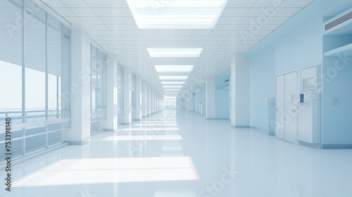 Clean white hospital passageway
