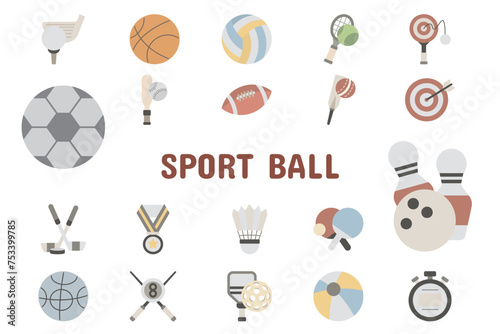 Sport Ball Flat Vector Illustration Icon Sticker Set Design Materials photo