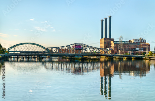 Manchester Street Generating Station across the Providence River in Providence - Rhode Island, United States