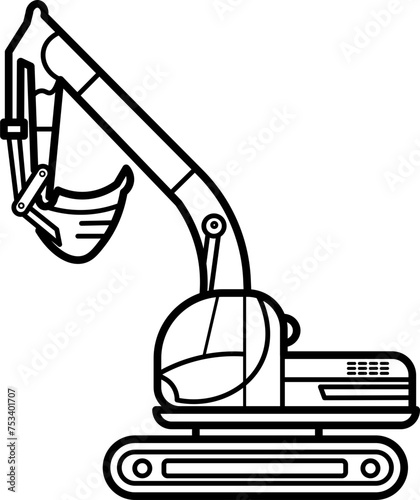 Excavator Outline Illustration Vector
