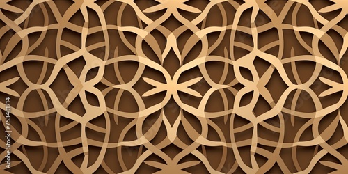 An ornate Arabic geometric pattern adorns the background  captivating with its intricate interplay of shapes and symmetry.