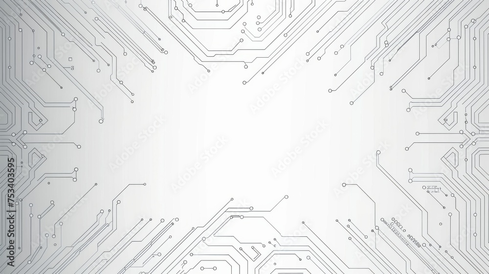 Abstract gray and white background with circuit board lines Abstract gray and white background with circuit board lines