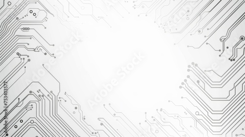 Abstract gray and white background with circuit board lines