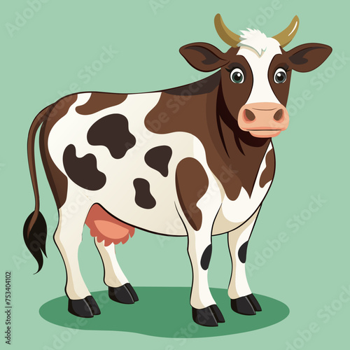 Cow, heifer, ladybird, pet, vector, illustration, draw, cartoon, pretty, cute