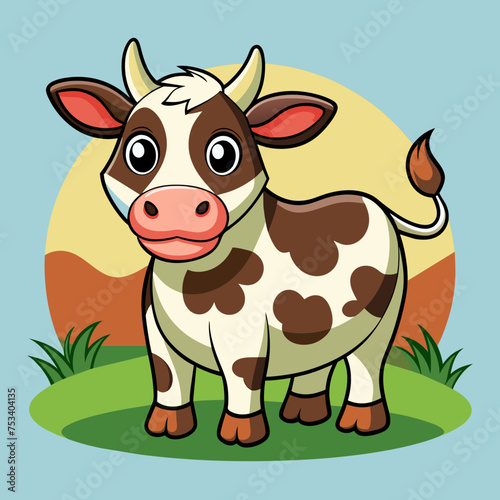 Cow, heifer, ladybird, pet, vector, illustration, draw, cartoon, pretty, cute
