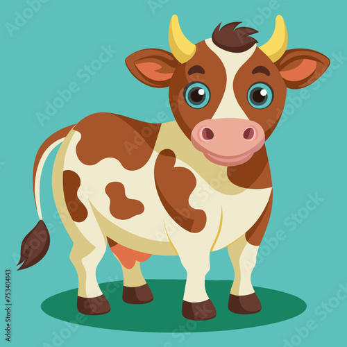 Cow, heifer, ladybird, pet, vector, illustration, draw, cartoon, pretty, cute