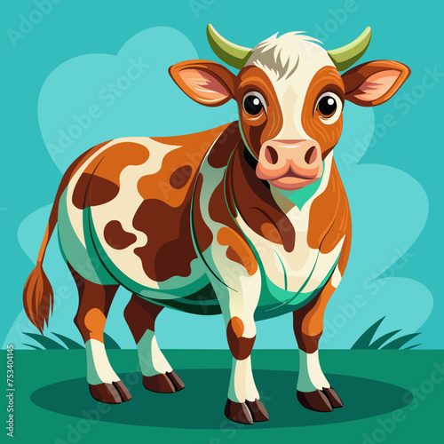 Cow, heifer, ladybird, pet, vector, illustration, draw, cartoon, pretty, cute