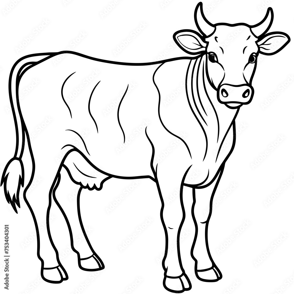 Fototapeta premium Cow, heifer, ladybird, pet, vector, illustration, draw, cartoon, pretty, cute
