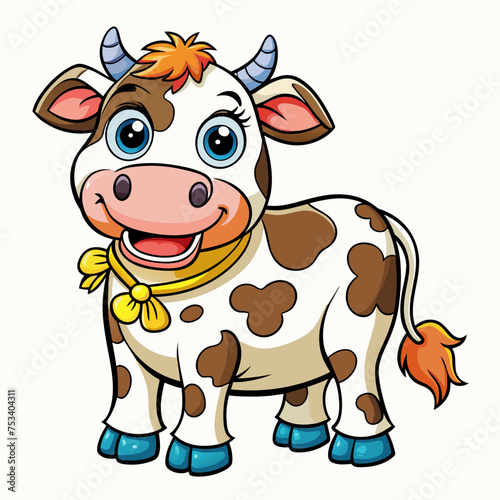 Cow, heifer, ladybird, pet, vector, illustration, draw, cartoon, pretty, cute