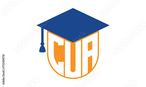 CUA initial letter academic logo design vector template. school college logo, university logo, graduation cap logo, institute logo, educational logo, library logo, teaching logo, book shop, varsity	