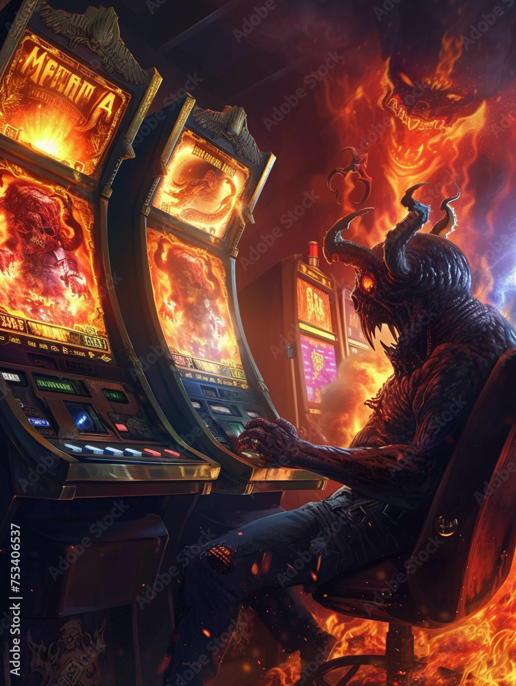 Dead humans face their punishment at hells demonic slot machines Dead humans face their punishment at hells demonic slot machines