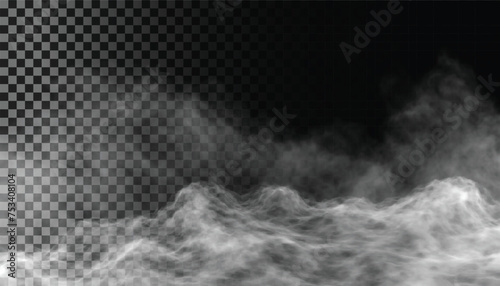 Fog or smoke isolated transparent background. White cloudiness, mist, smog, dust, vapor PNG